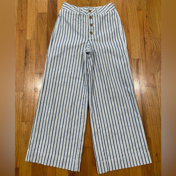 Madewell Denim - Madewell Emmett Striped Wide Leg Crop Pants